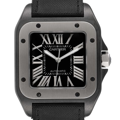 cartier santos 100 black diamond|cartier santos 100 for sale.